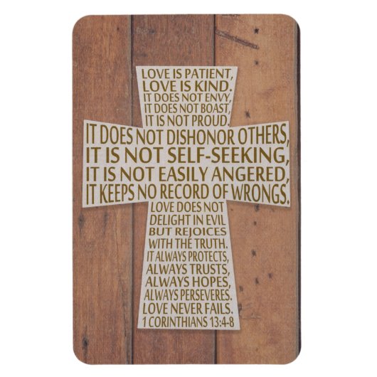 1 Corinthians 13 Love Chapter Cross Rustic Wood Magneet (Verticaal)