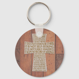 1 Corinthians 13 Love Chapter Rustic Cross Sleutelhanger