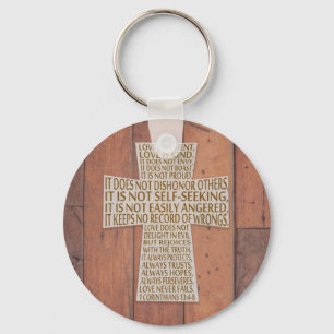 1 Corinthians 13 Love Chapter Rustic Cross Sleutelhanger