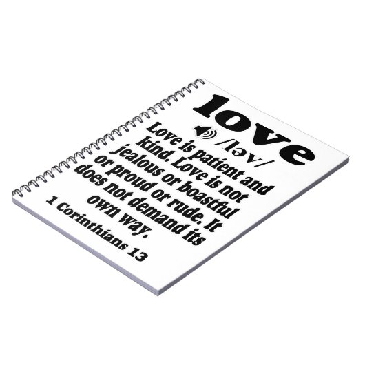 1 Corinthians 13 Love is geduldig en aardig Notitieboek (Linkerzijde)