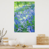 1 Corinthians 13, prachtig poster van blauwe gorde (Keuken)