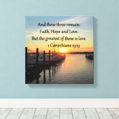 1 CORINTHIANS 13 SUNSET ONTWERP CANVAS AFDRUK (Insitu (Houten vloer))