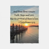 1 CORINTHIANS 13 SUNSET ONTWERP FLEECE DEKEN (Voorkant)