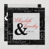 1 Corinthians 13 Uitnodiging tot een zwart-wit huw (Voorkant / Achterkant)