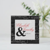 1 Corinthians 13 Uitnodiging tot een zwart-wit huw (Staand voorkant)