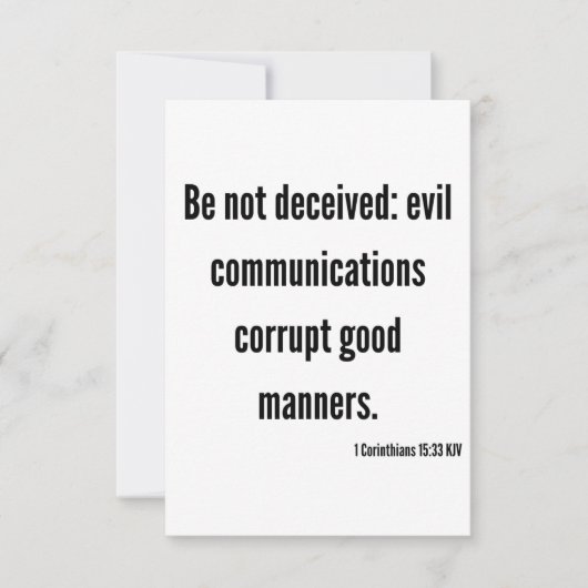1 Corinthians 15:33 KJV Bijbelverse platte groet Kaart (Voorkant)