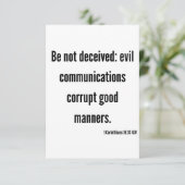 1 Corinthians 15:33 KJV Bijbelverse platte groet Kaart (Staand voorkant)