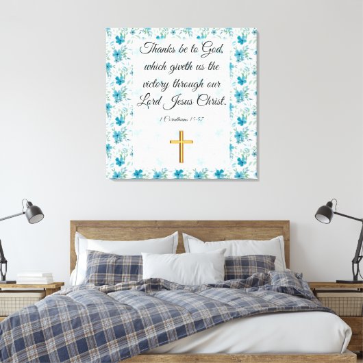 1 Corinthians 15:57 Canvas Afdruk (Insitu (Slaapkamer))