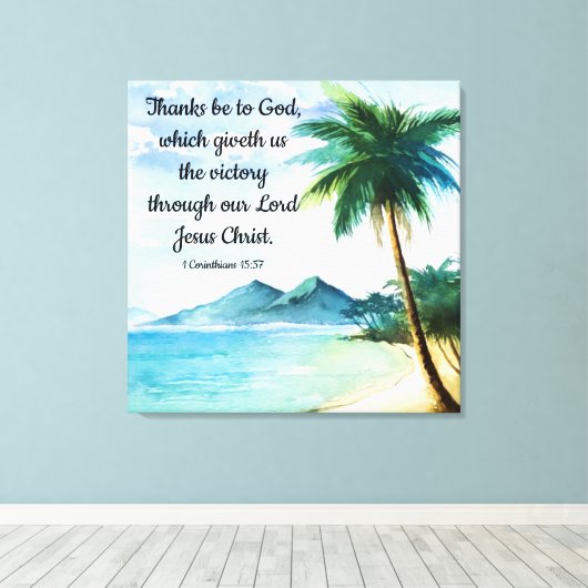 1 Corinthians 15:57 Canvas Afdruk (Insitu (Houten vloer))