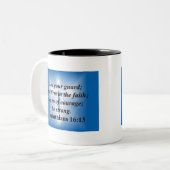 1 Corinthians 16:13 Tweekleurige Koffiemok (Voorkant links)