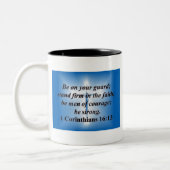 1 Corinthians 16:13 Tweekleurige Koffiemok (Links)