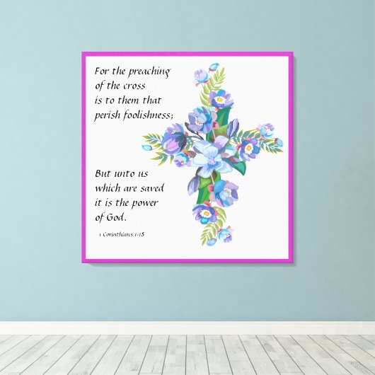1 Corinthians 1:18 Canvas Afdruk (Insitu (Houten vloer))