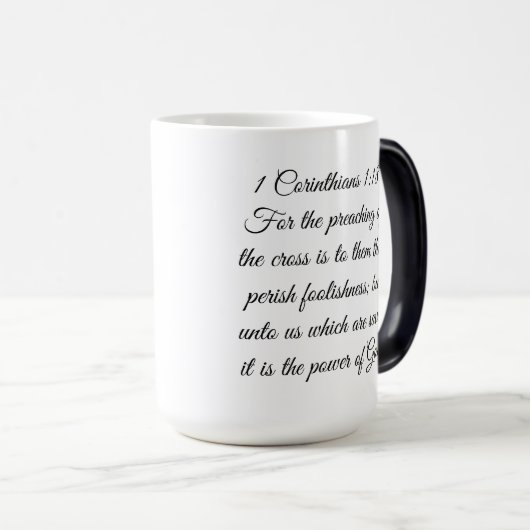 1 Corinthians 1:18 Scripture Cross Mug Magische Mok (Voorkant rechts)