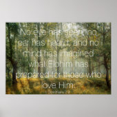 1 Corinthians 2:9 Bijbelverse Forest Scene Foto Poster (Voorkant)