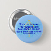 1 Corinthians 3 16 Ronde Button 5,7 Cm (Voorkant /achterkant)
