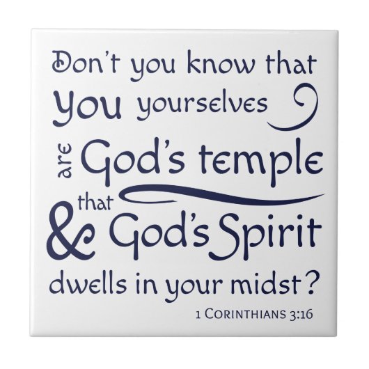 1 Corinthians 3:16 U bent Gods tempel Tegeltje (Voorkant)