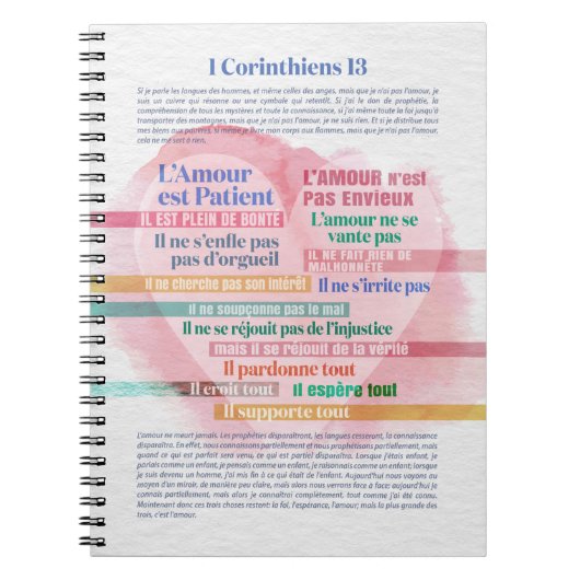 1 Corinthiens 13, Hymne à l’Amour Notitieboek (Voorkant)