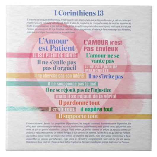 1 Corinthiens 13, Hymne à l’Amour Tegeltje (Voorkant)