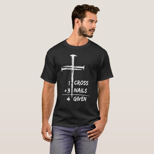 1 Cross 3 nagels Voorgegeven Christelijk Pasen T-shirt (Voorkant volledig)