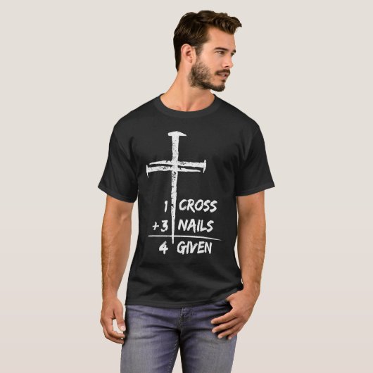 1 Cross 3 nagels Voorgegeven Christelijk Pasen T-shirt (Voorkant volledig)