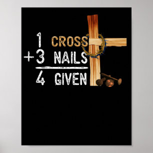 1 crossplus 3 nagels Equal 4 Gezien getrouw kruis Poster