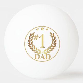 #1 DAD Gold Wreath Emblem Fathers Day Gift Pingpongbal