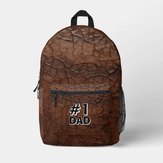 #1 Dad Leather-look Bedrukte Rugzak (Voorkant)