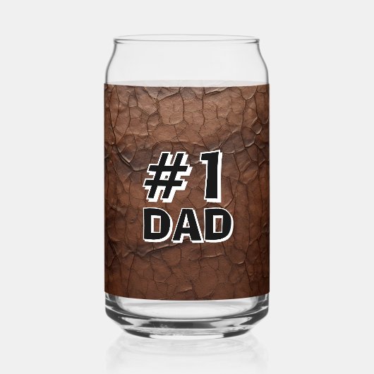 #1 Dad Leather-look Blikvorm Glas (Voorkant)