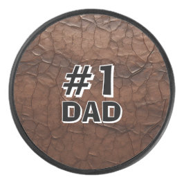 #1 Dad Leather-look Hockey Puck