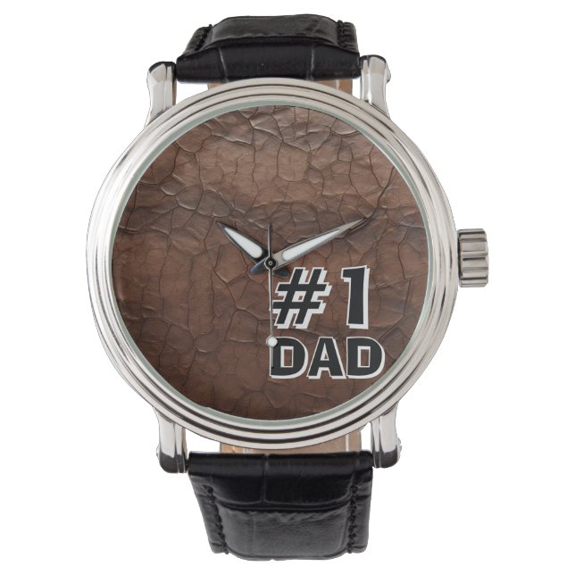 #1 Dad Leather-look Horloge (Voorkant)