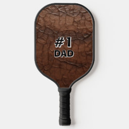 #1 Dad Leather-look Pickleball Paddle