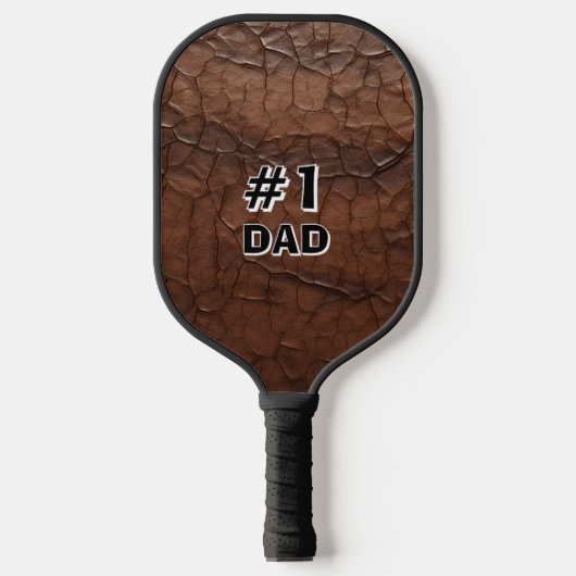 #1 Dad Leather-look Pickleball Paddle (Voorkant)