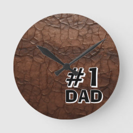 #1 Dad Leather-look Ronde Klok