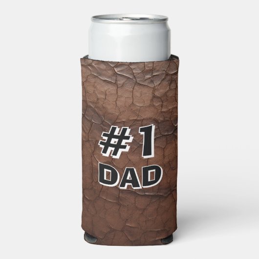 #1 Dad Leather-look Seltzer Blikjeskoeler (Seltzer Voorkant)