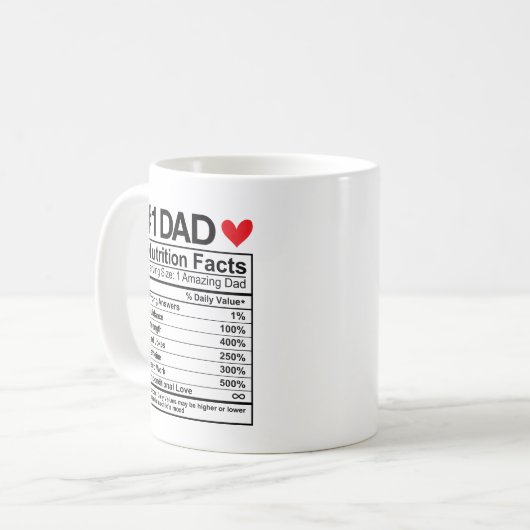 #1 Dad Nutrition Facts Mok – Funny Vaderdag Gi (Voorkant links)