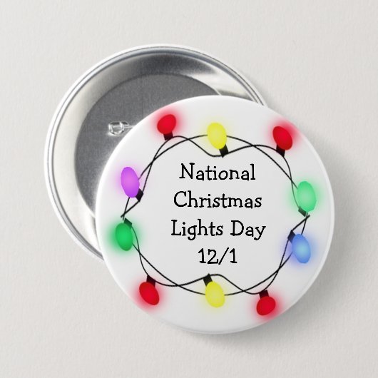 1 december is het nationale kerstlichtdag ronde button 7,6 cm (Voorkant /achterkant)