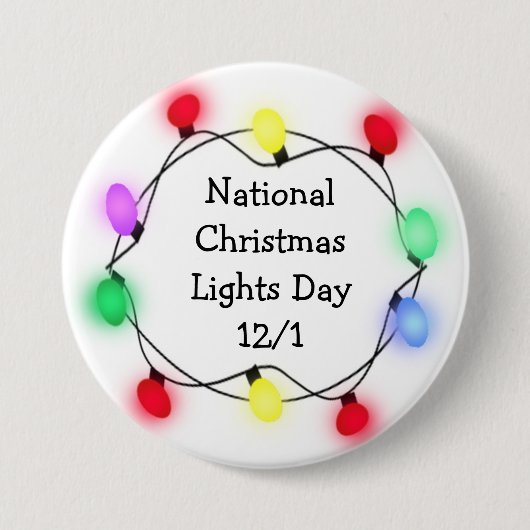 1 december is het nationale kerstlichtdag ronde button 7,6 cm (Voorkant)