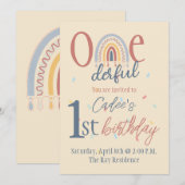 1-dertiende verjaardag, Boho-regenboogverjaardag Kaart (Voorkant / Achterkant)