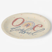 1-dertiende verjaardag, Boho-regenboogverjaardag Papieren Bordje (Gekanteld)