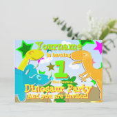 1 dinosaurus Birthday Party nodigt uit Kaart (Staand voorkant)