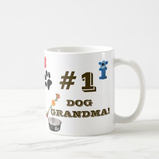 #1 Dog oma met Speelgoed grafische koffie Mok (Rechts)