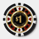 $1 Dollar Casino Poker Chip Las Vegas - Rood / Gou (Voorkant)