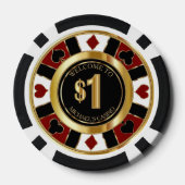 $1 Dollar Casino Poker Chip Las Vegas - Rood / Gou (Achterkant)