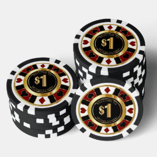 $1 Dollar Casino Poker Chip Las Vegas - Rood / Gou