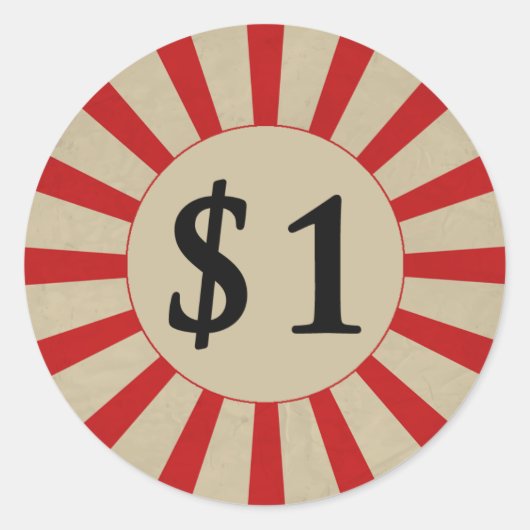 $1 (Dollar) Rond Glanzend Prijs Label (Voorkant)