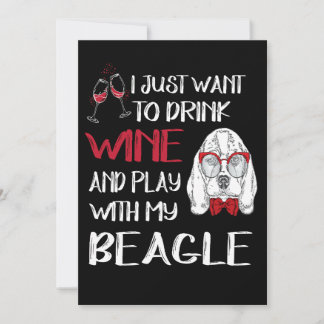 1 Drink Wijn En Speel Met Mijn Beagle Kaart
