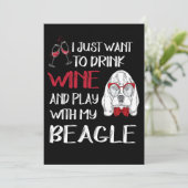 1 Drink Wijn En Speel Met Mijn Beagle Kaart (Staand voorkant)