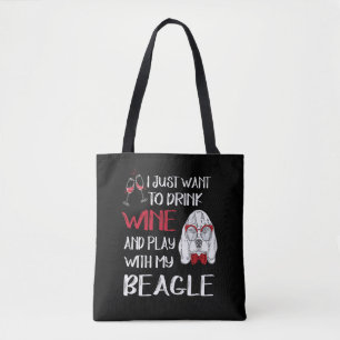 1 Drink wijn en speel met mijn beagle Tote Bag