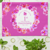 1 ^ e huwelijksfeestdag roze paniekbloem theedoek (Gevouwen)