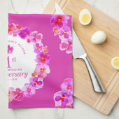 1 ^ e huwelijksfeestdag roze paniekbloem theedoek (Quarter Fold)